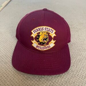 Vintage 1990s Ferris State Bulldogs Snapback Hat University Square Maroon OSFA